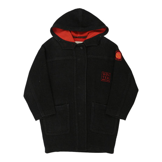 Vintage Benetton Coat - Large Black Wool Blend