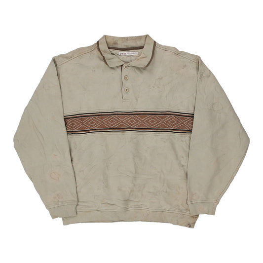 Vintage beige Polo Style Ewm Sweatshirt - mens large