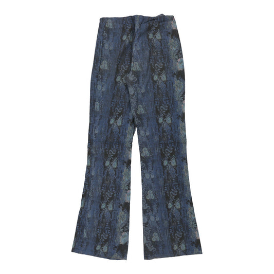 Vintage Unbranded Animal print Trousers - 30W UK 10 Blue Viscose Blend