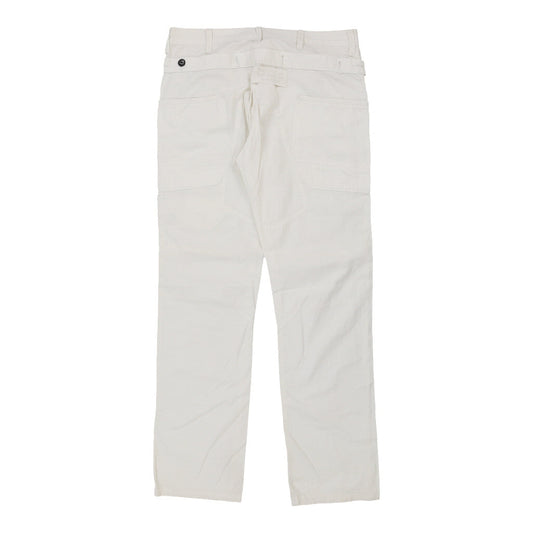 Vintage Deb Style Carpenter Trousers - 37W UK 18 White Cotton