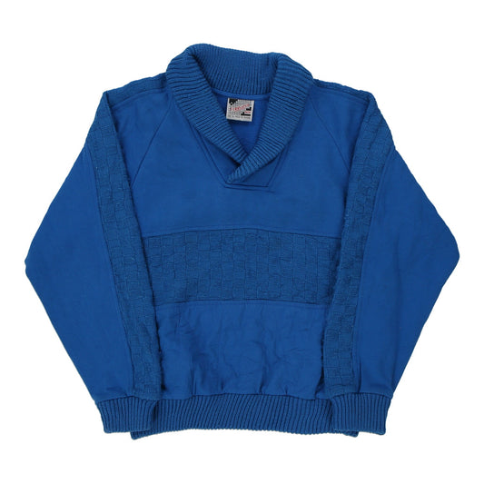 Vintage blue 1980's Blank Freelance Jumper - mens medium