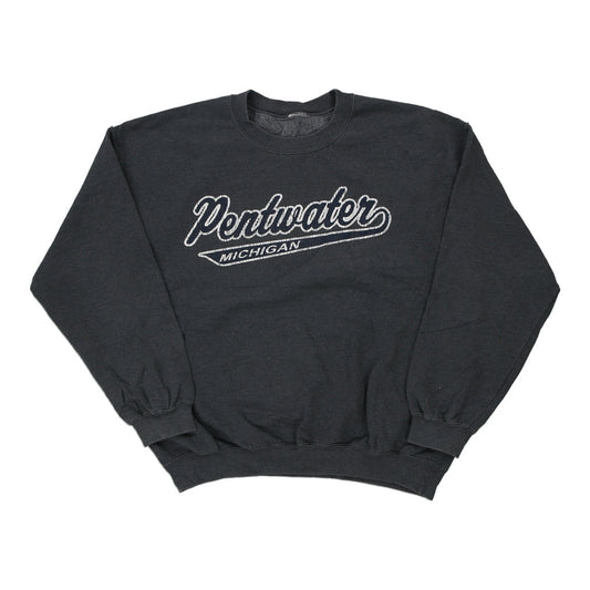 Vintage grey Pentwater Michigan Unbranded Sweatshirt - mens x-large