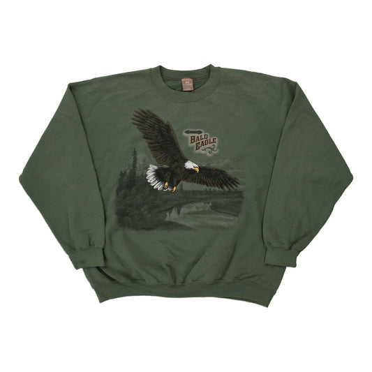 Vintage khaki Bald Eagle George Sweatshirt - mens x-large