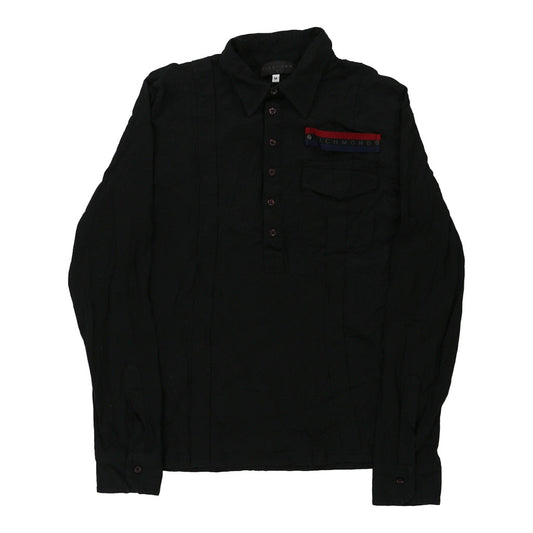 Vintage Richmond Long Sleeve Polo Shirt - Medium Black Cotton