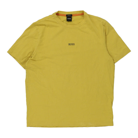 Vintage Hugo Boss T-Shirt - Small Yellow Cotton