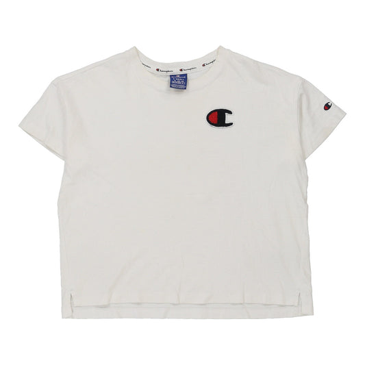 Vintage Champion Cropped T-Shirt - XS White Cotton
