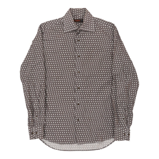 Vintage Etro Polka Dot Patterned Shirt - Medium Brown Cotton