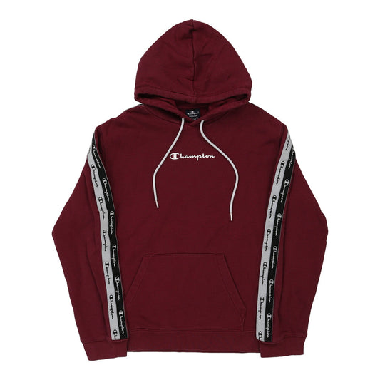 Vintage Champion Hoodie - Medium Burgundy Cotton