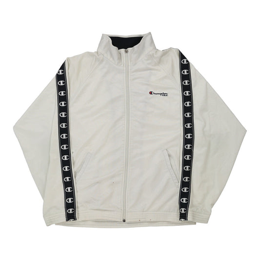 Vintage Champion Track Jacket - Large White Polyester