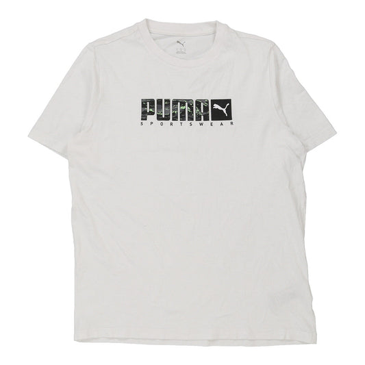 Vintage Puma Spellout T-Shirt - Medium White Cotton