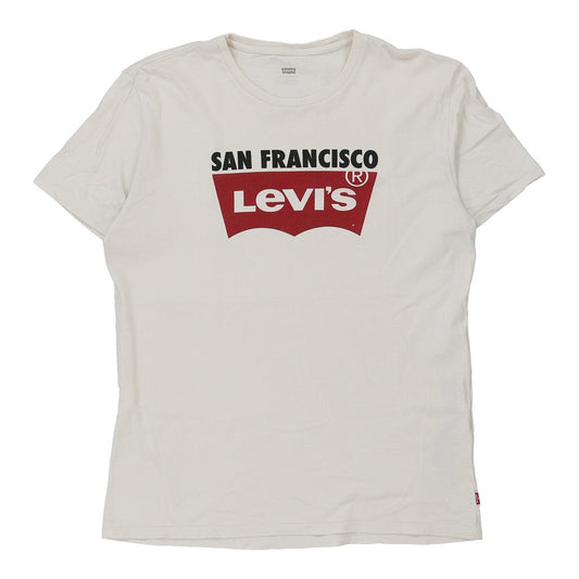 Vintage Levis Spellout T-Shirt - Medium White Cotton