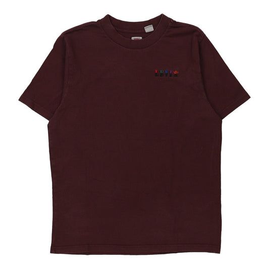 Vintage Levis T-Shirt - Medium Burgundy Cotton