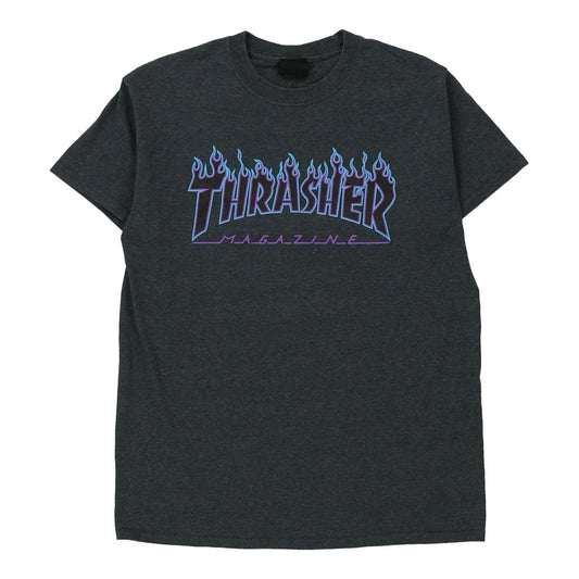 Vintage Thrasher Spellout T-Shirt - Small Grey Cotton