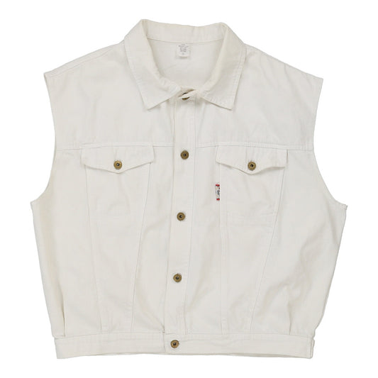 Vintage Unbranded Denim Gilet - XL White Cotton