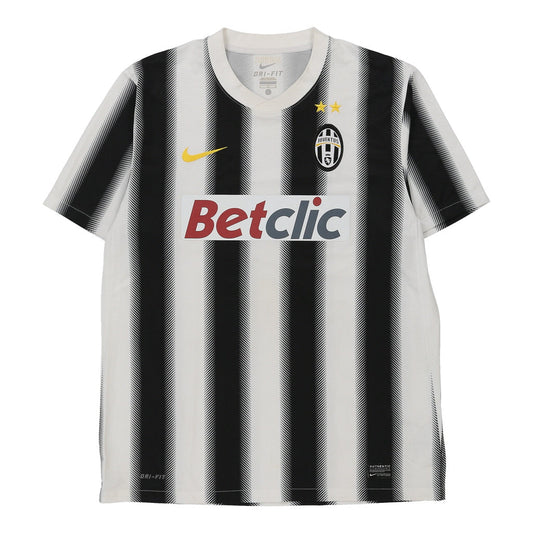 Vintage Juventus FC Nike Striped Football Shirt - Large Black & White Polyester