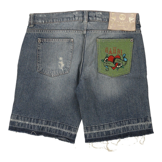 Vintage Gaudi Graphic Denim Shorts - 32W UK 10 Blue Cotton