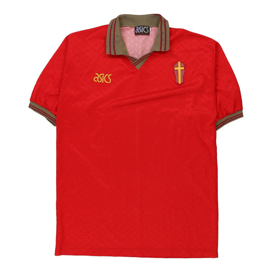 Vintage red Asics Football Shirt - mens medium