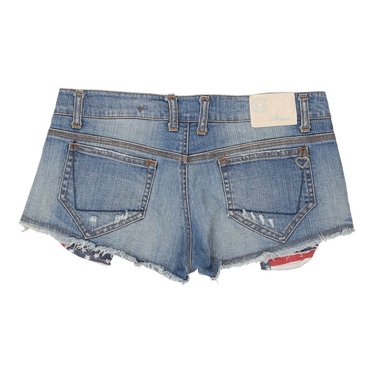 Vintage blue Please Denim Shorts - womens medium