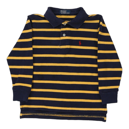 Vintage Age 4-5 Ralph Lauren Striped Long Sleeve Polo Shirt - XS Block Colour Cotton