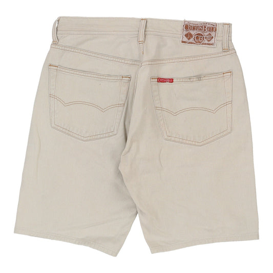 Vintage white Cotton Belt Denim Shorts - womens 32" waist