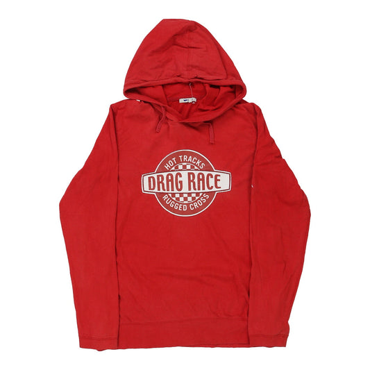 Vintage Age 14 Hot Tracks Drag Race Gas Graphic Hoodie - XL Red Cotton