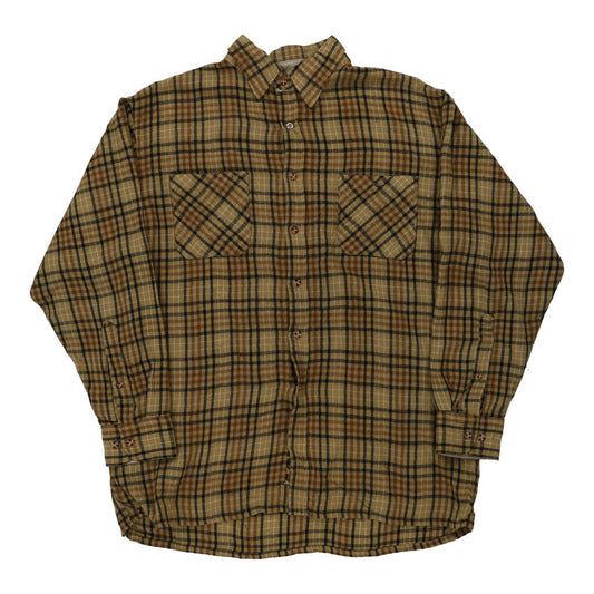 Vintage John Blair Checked Flannel Shirt - Large Beige Cotton