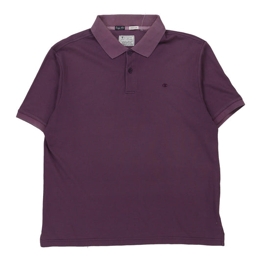 Vintage Champion Polo Shirt - Medium Purple Cotton
