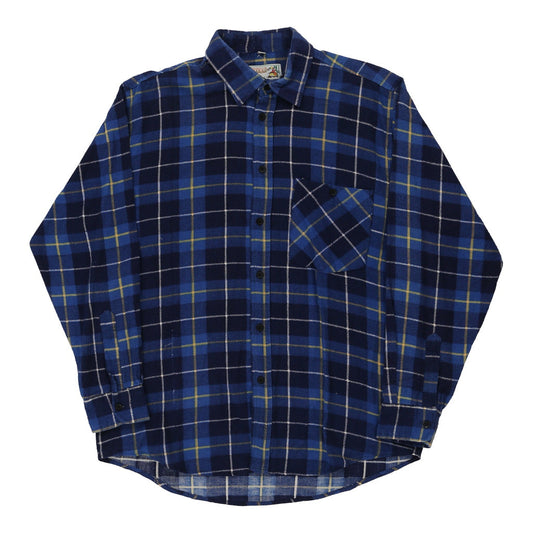 Vintage Mexican Checked Flannel Shirt - Medium Blue Cotton