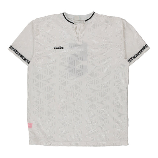 Vintage white Diadora Football Shirt - mens large