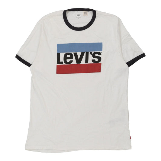 Vintage Levis Spellout T-Shirt - XL White Cotton