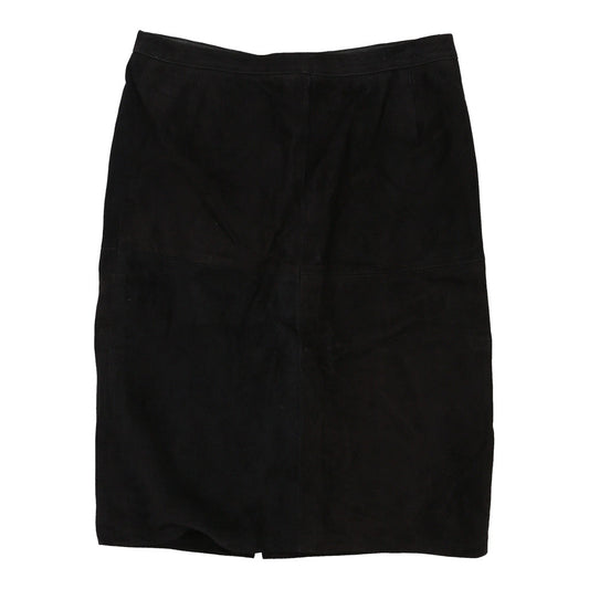 Vintage Unbranded Midi Skirt - 30W UK 10 Black Suede