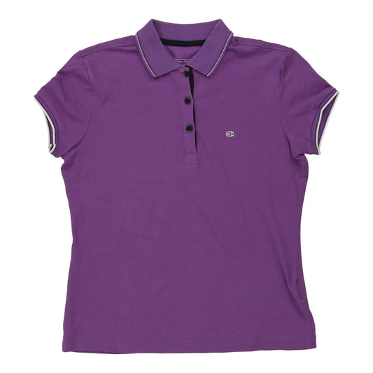 Vintage Champion Polo Shirt - Medium Purple Cotton