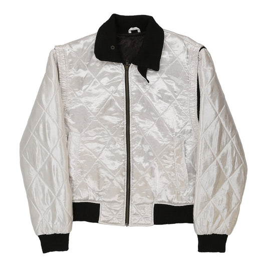 Vintage Unbranded Bomber Jacket - Medium White Polyester