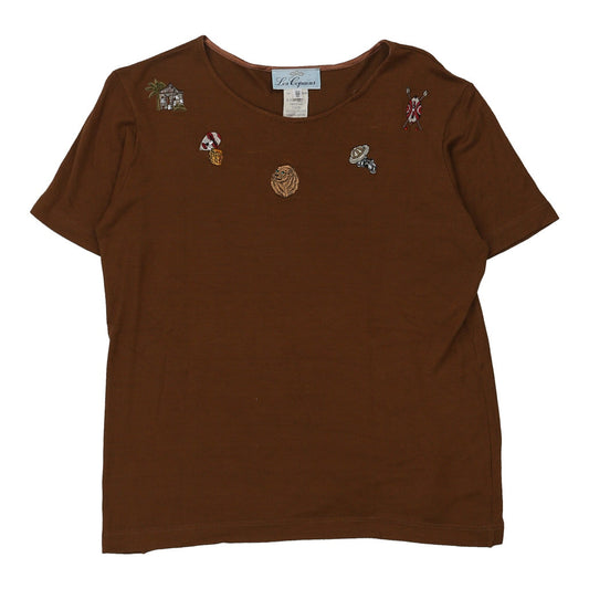 Vintage Les Copains Top - Large Brown Viscose