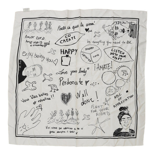 Vintage Progetto Quid Graphic Scarf - No Size White Silk