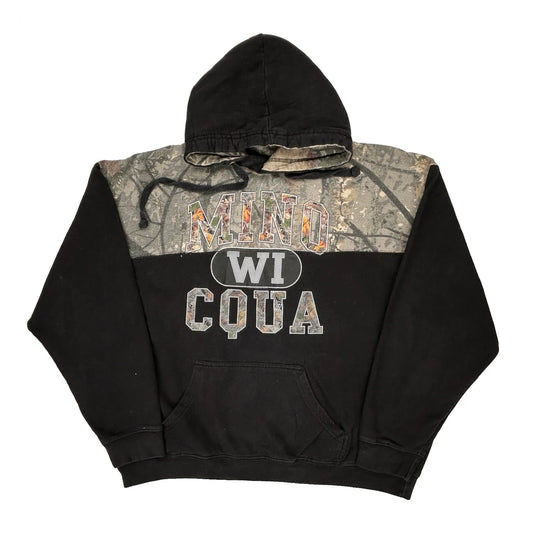 Minocqua Wi Unbranded Graphic Hoodie - XL Black Cotton Blend