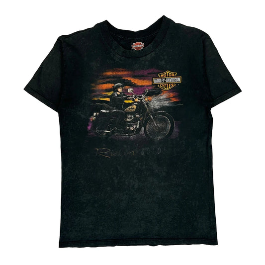 Ontario Canada Harley Davidson Graphic T-Shirt - Medium Black Cotton