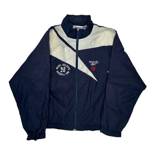 Youth Selects Baseball 1985 Reebok Graphic Windbreaker - Large Navy Nylon
