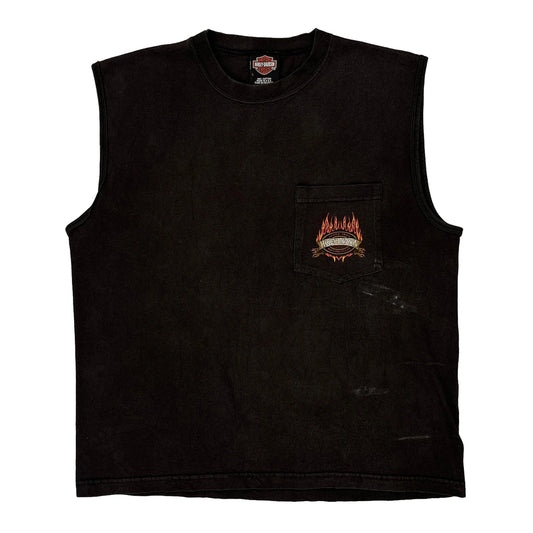 Harley Davidson Graphic Vest - Large Black Cotton
