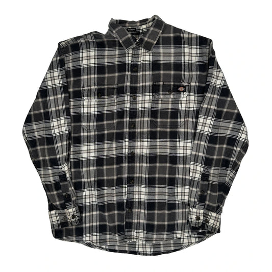 Dickies Checked Flannel Shirt - Medium Black & White Cotton
