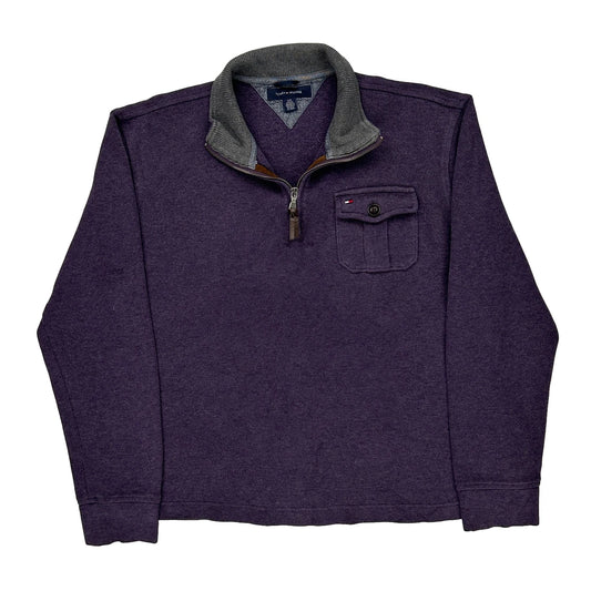 Tommy Hilfiger 1/4 Zip - Large Purple Cotton
