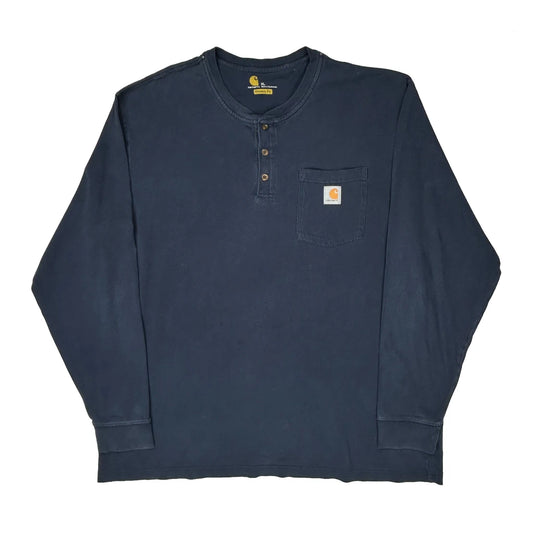 Carhartt Long Sleeve T-Shirt - XL Navy Cotton