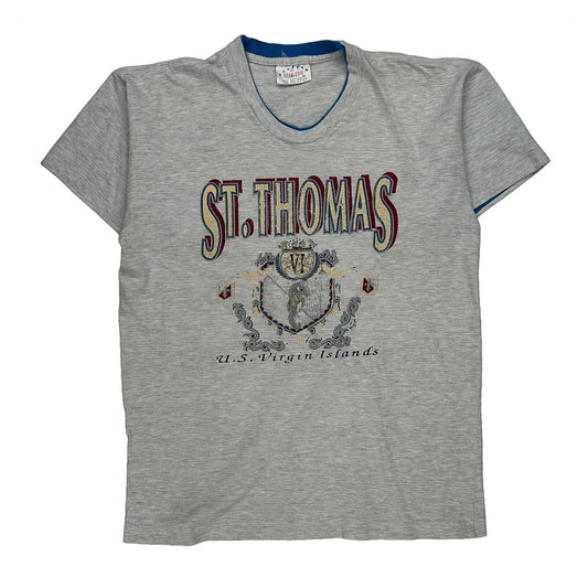 U.S. Virgin Islands Star Time Graphic T-Shirt - XL Grey Cotton Blend
