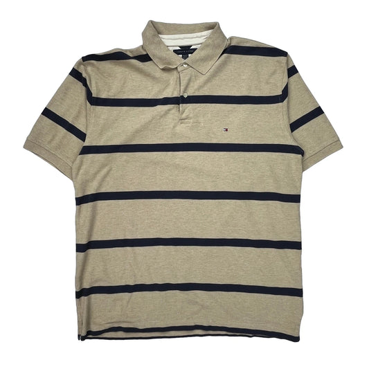 Tommy Hilfiger Striped Polo Shirt - 2XL Beige Cotton