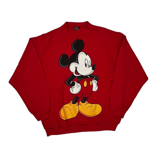 Mickey Mouse Mickey Unlimited Cartoon Long Sleeve T-Shirt - XL Red Cotton Blend