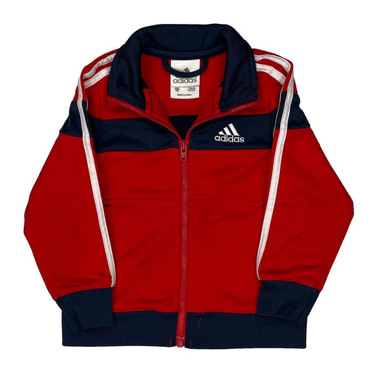 Age 18 Months Adidas Striped Track Jacket - 4XS Red Polyester
