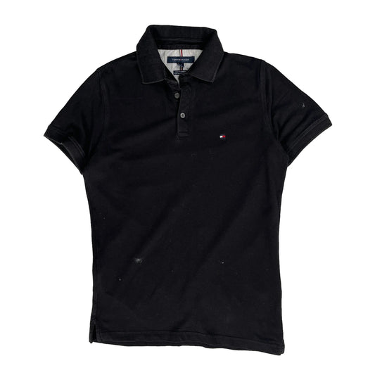 Tommy Hilfiger Slim Fit Polo Shirt - Small Black Cotton