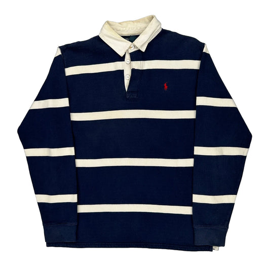 Age 13-14 Polo By Ralph Lauren Striped Rugby Shirt - XL Navy Cotton