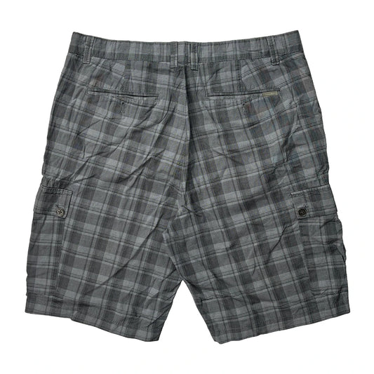 Calvin Klein Checked Cargo Shorts - 36W 9L Grey Cotton