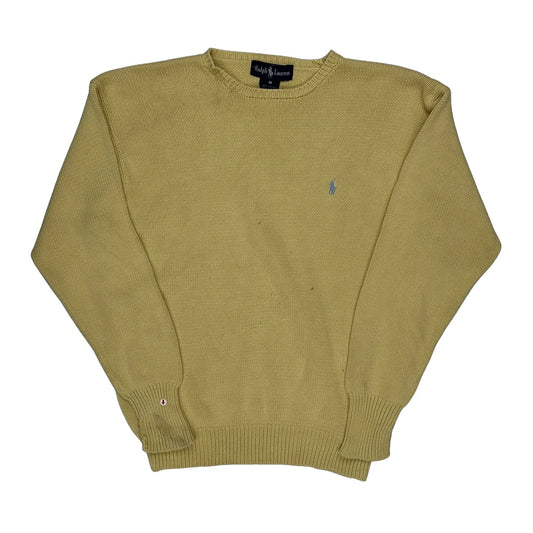 Vintage Ralph Lauren Chunky Knit Jumper - Medium Yellow Cotton